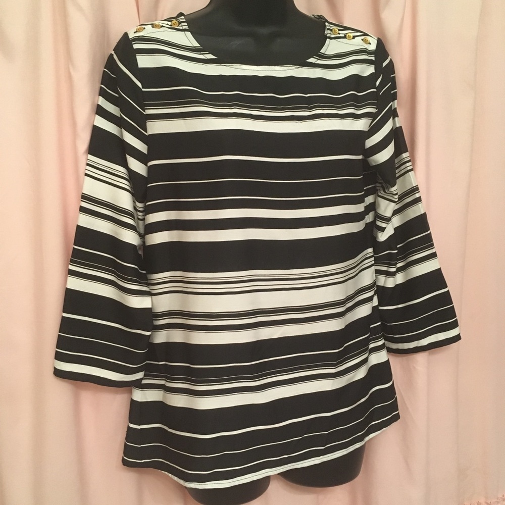 Banana Republic black & white striped blouse small